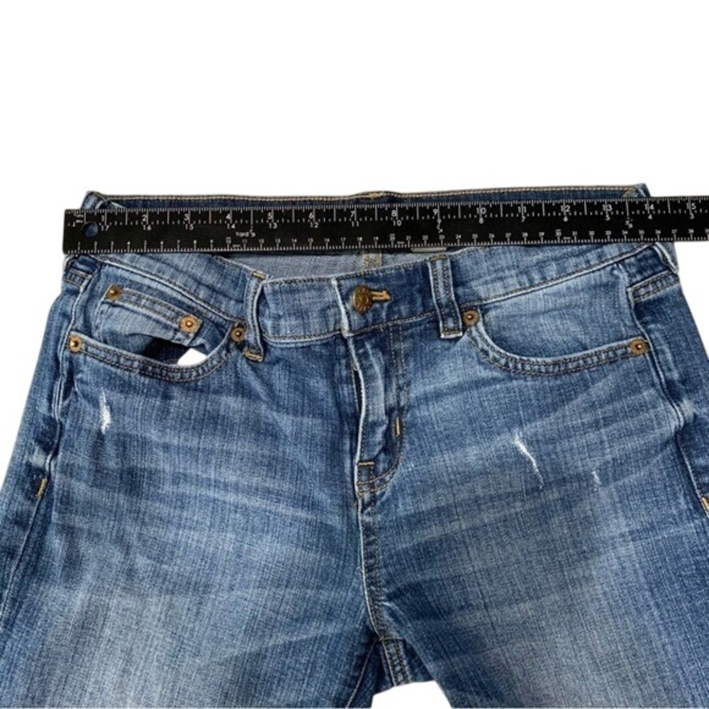 J. Crew Stretch Denim Jeans Distressed Blue Wash Comfort Casual Womens Size 26 - Picture 5 of 10
